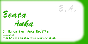 beata anka business card